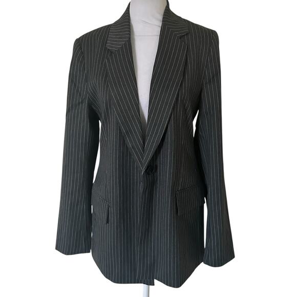 The Drop Women Blake Charcoal Gray & White Pinstripe Blazer Size S - NWT - Picture 3 of 8